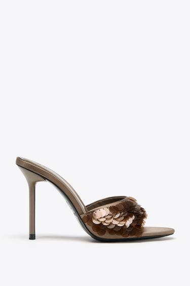 FANTASY SEQUIN SANDALS - Taupe Grey by Zara