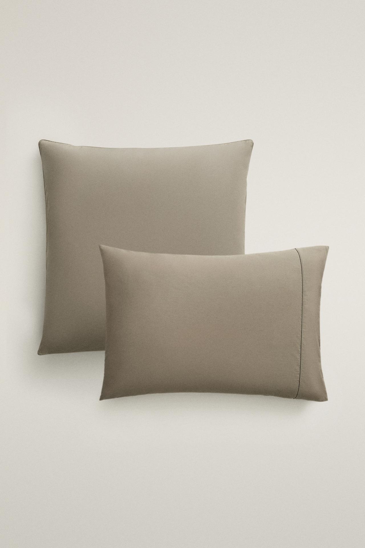 COTTON PERCALE PILLOWCASE (300 THREAD COUNT) — Taupe gray