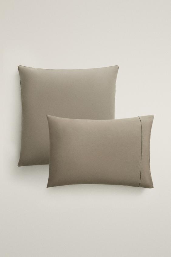 (300 THREAD COUNT) COTTON PERCALE PILLOWCASE - Taupe grey by Zara - Image 0