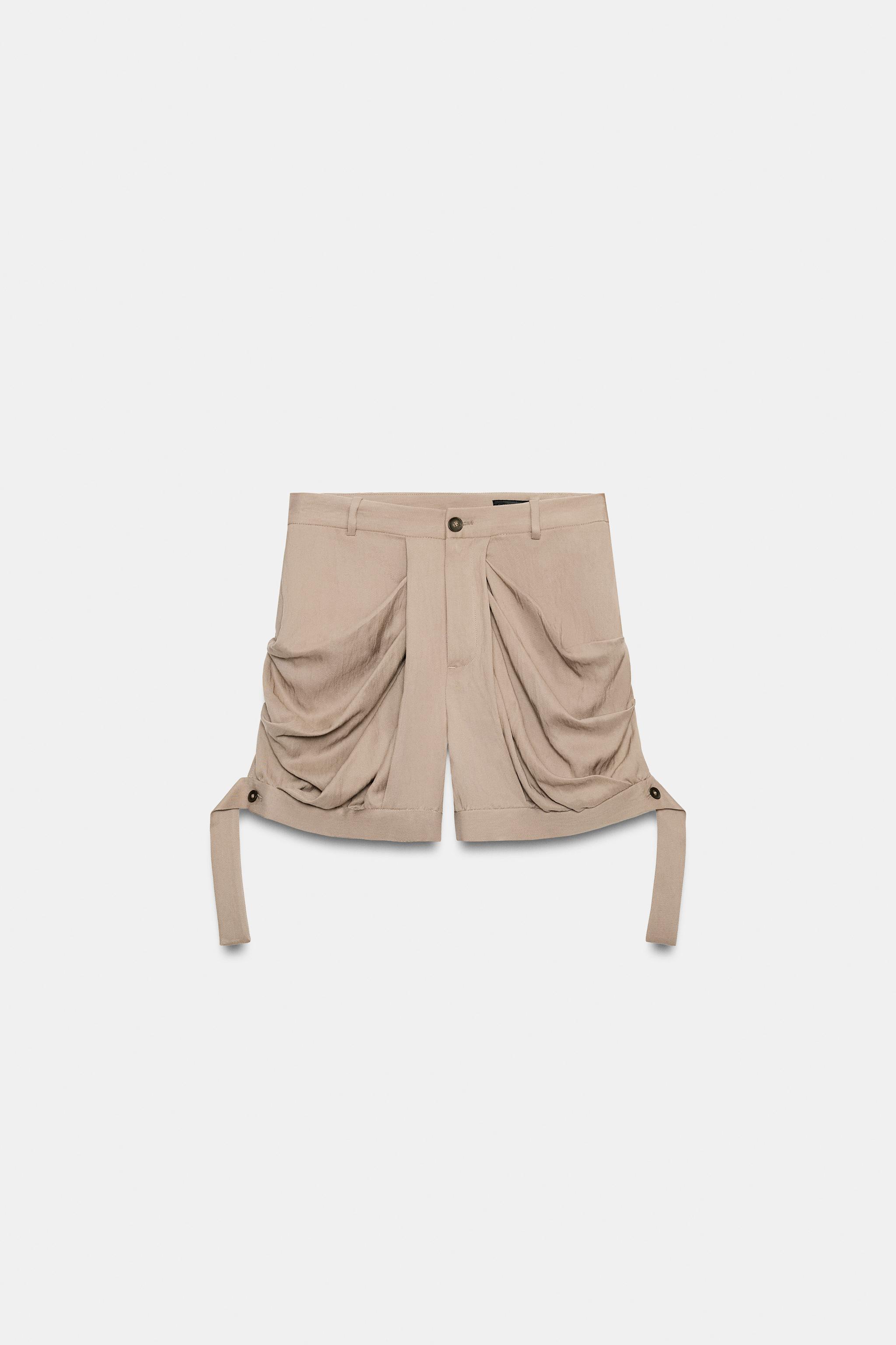 ZW COLLECTION FLOWY PLEATED SHORTS - Taupe gray | ZARA United States