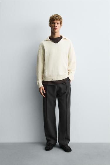 Zara FLOWY ZIPPERED PANTS - Gray