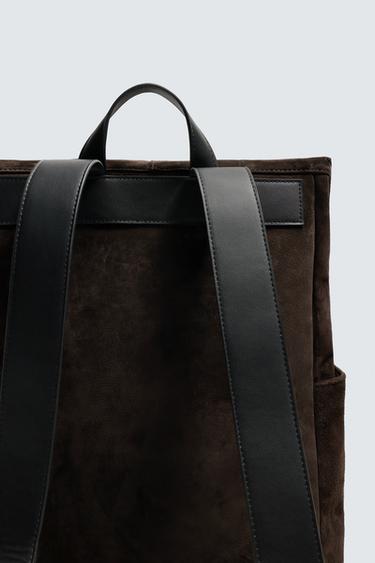 SAC À DOS EN CUIR À RABAT - Marron de Zara - Image 6