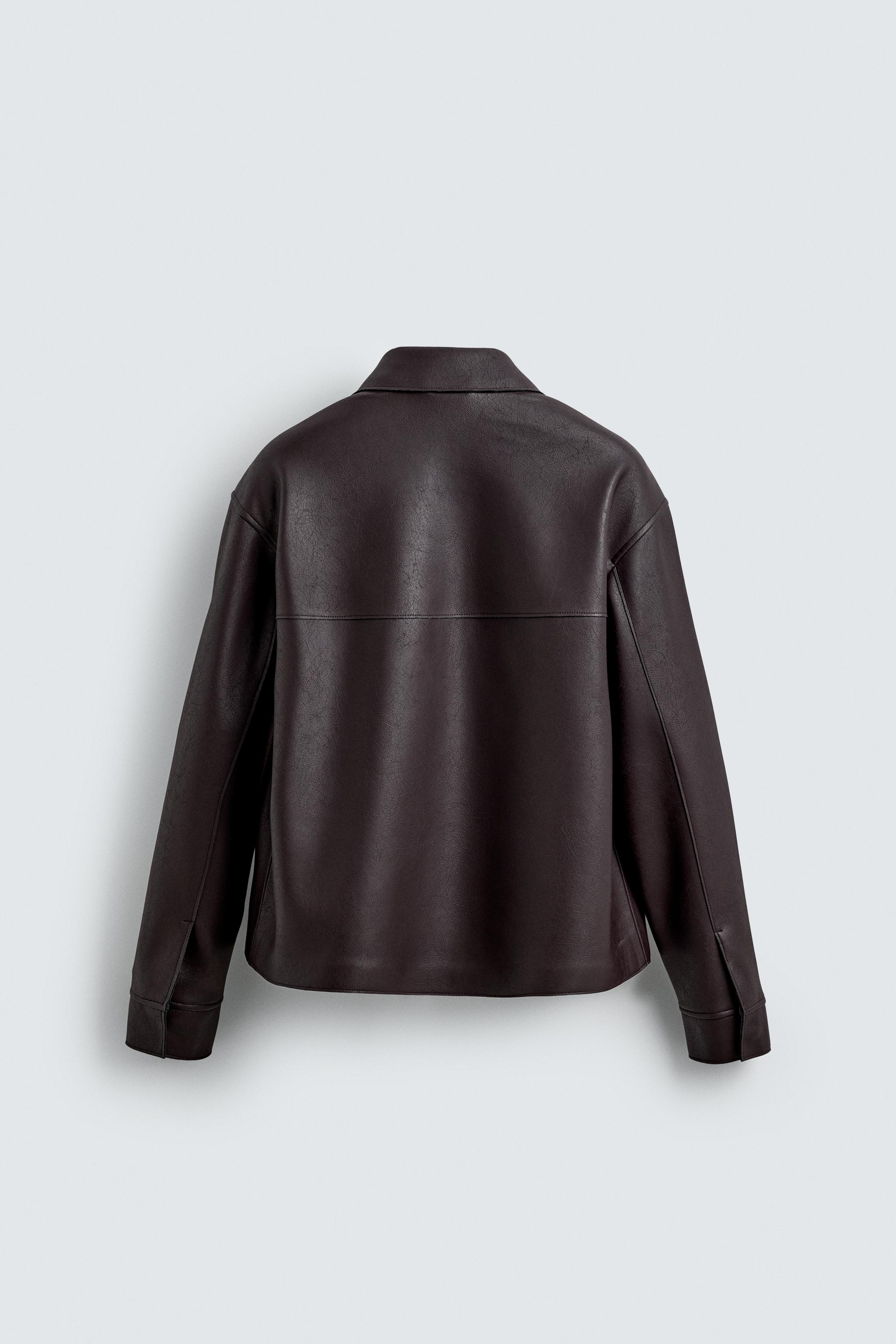 ZARA フェイクレザー クロップド バイカー ジャケット　M ZARA フェイクレザークロップドバイカージャケット フェイク
