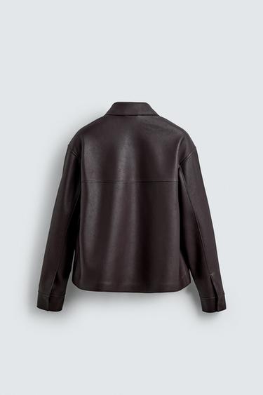 FAUX LEATHER JACKET - Burgundy de Zara - Image 7