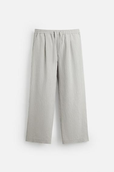 PANTALÓN FLUIDO RAYAS - Gris de Zara