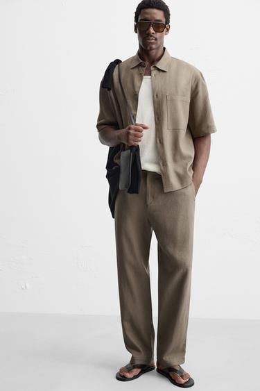 VISCOSE-JUTE TROUSERS - Mink by Zara - Image 4