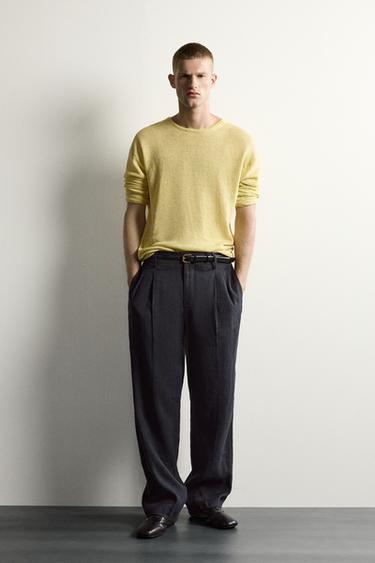 PULL COUPE DÉCONTRACTÉE 100% CHANVRE - Citron vert de Zara - Image 0