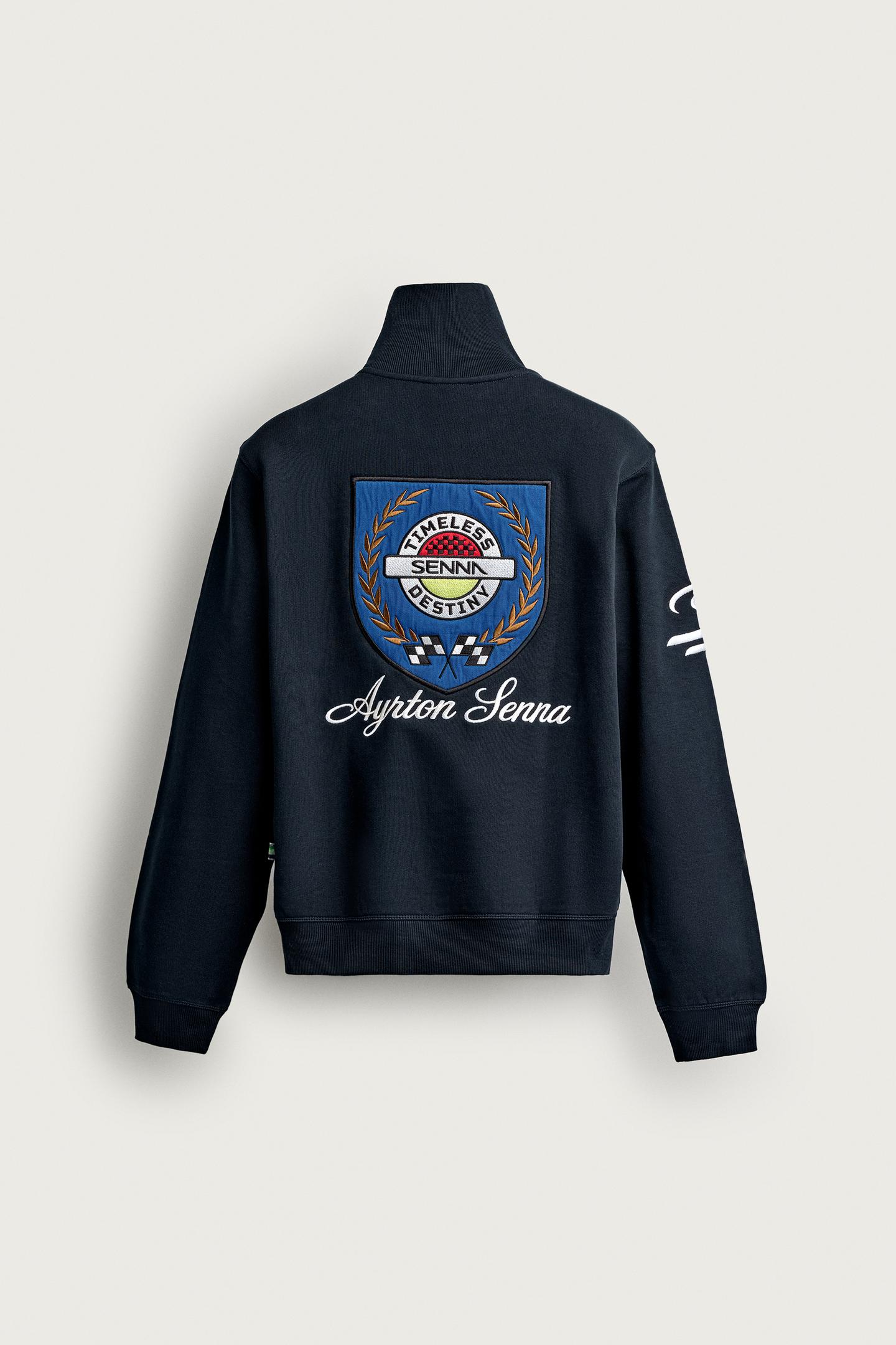 Мужская толстовка Zara Ayrton Senna © Senna Brands Embroidered Quarter-Zip, цвет: Тёмно-синий — фото 9