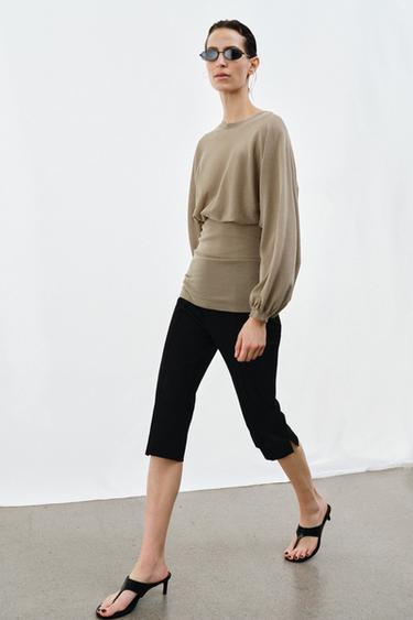 فستان منفوش بخصر ضيق - وردي فاتح by Zara