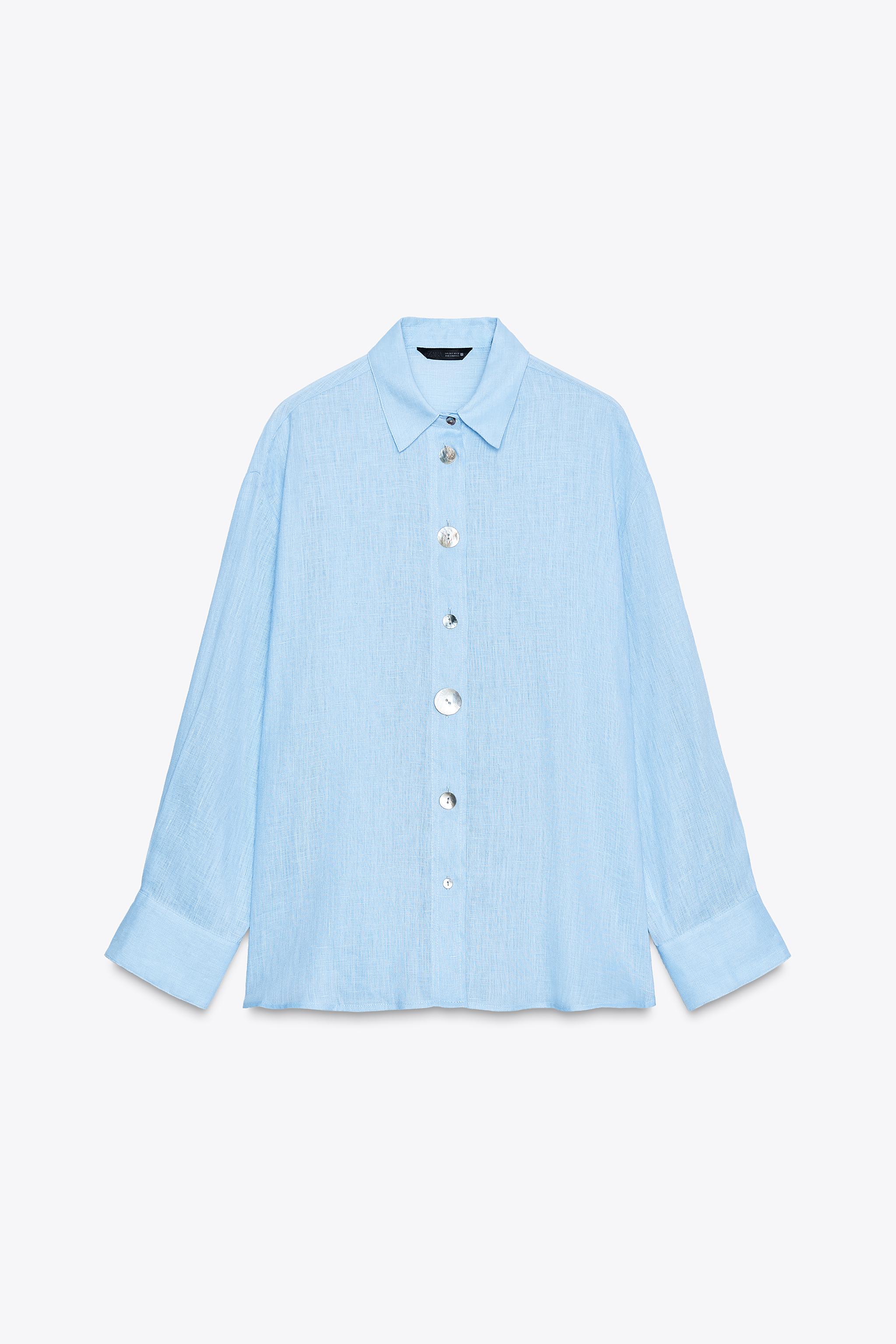 100% LINEN SHIRT WITH MIXED BUTTONS