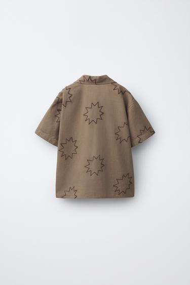 CHEMISE BRODÉE SOLEILS - Marron de Zara - Image 1