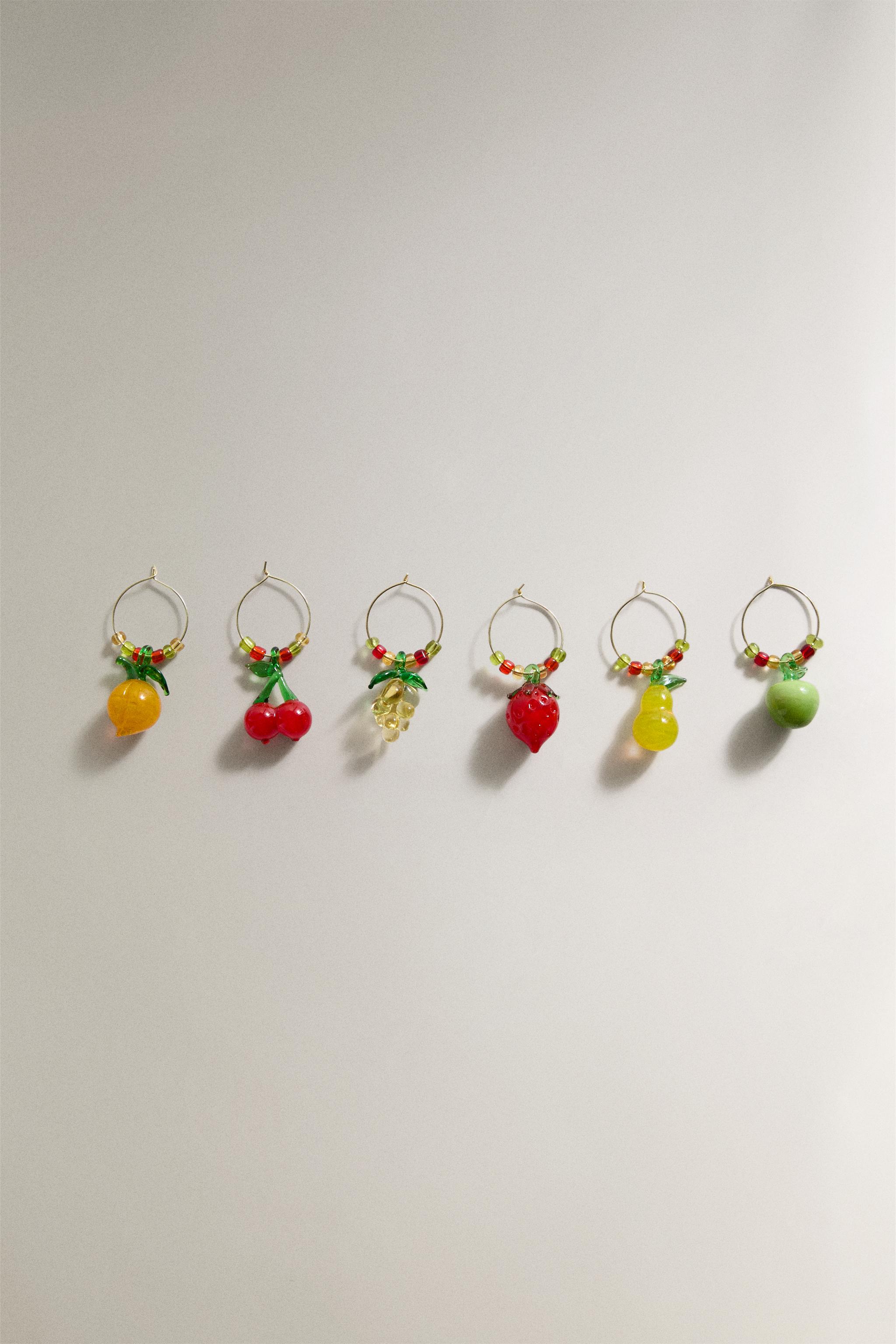 Zara PACK OF FRUIT GLASS CHARMS (PACK OF 6)