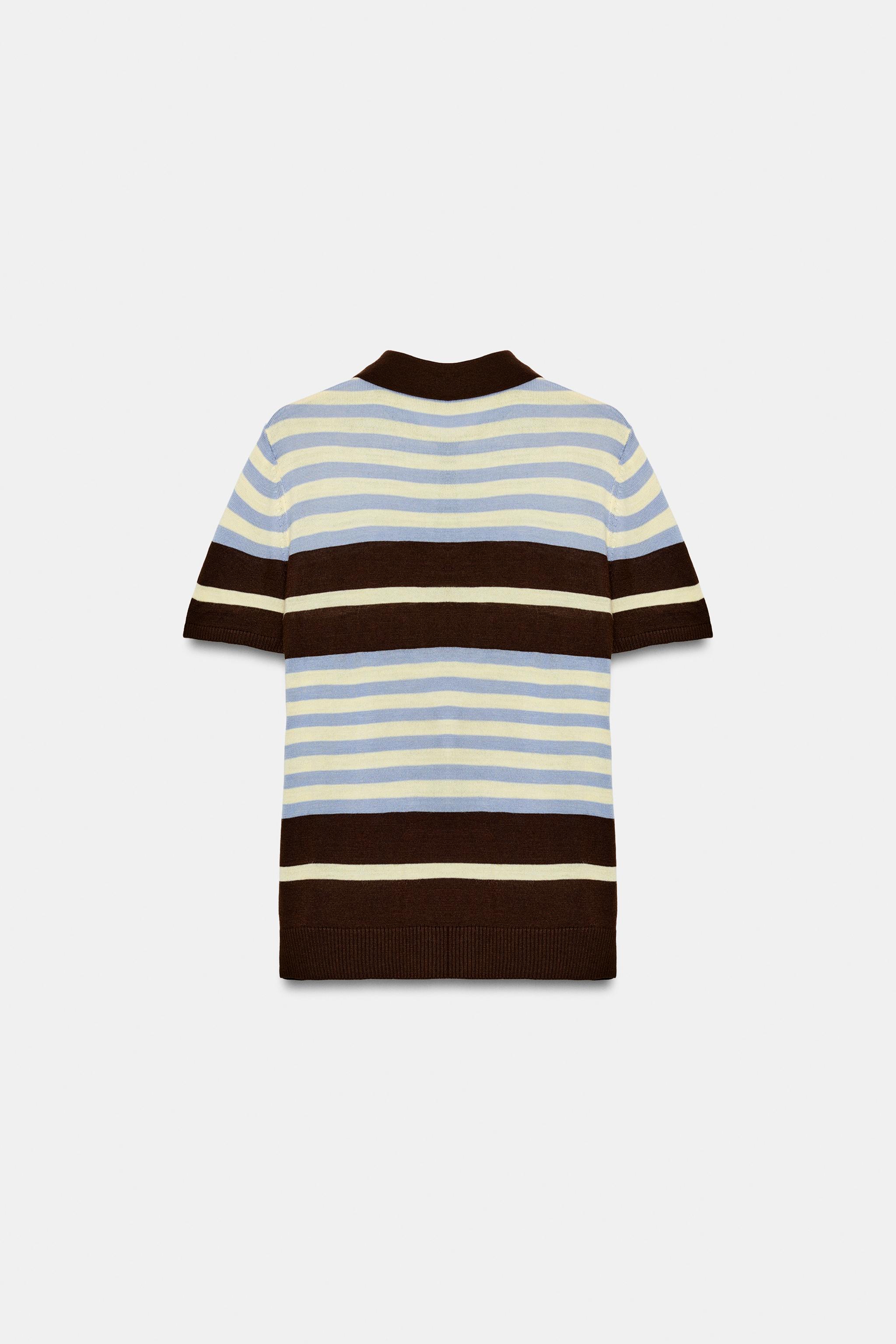 STRIPED KNIT POLO SHIRT