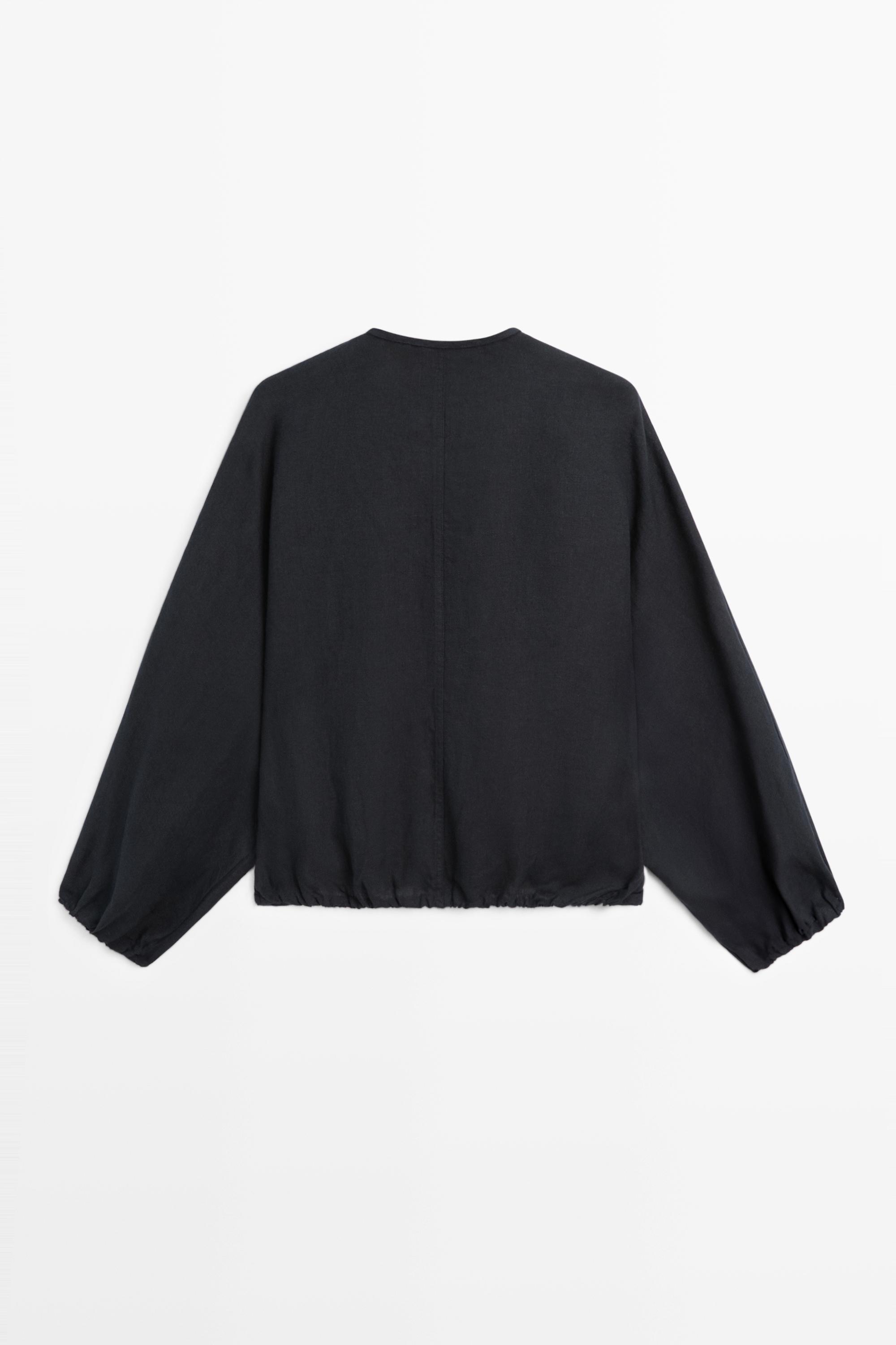 100% linen puff bomber jacket - Blue | ZARA United States