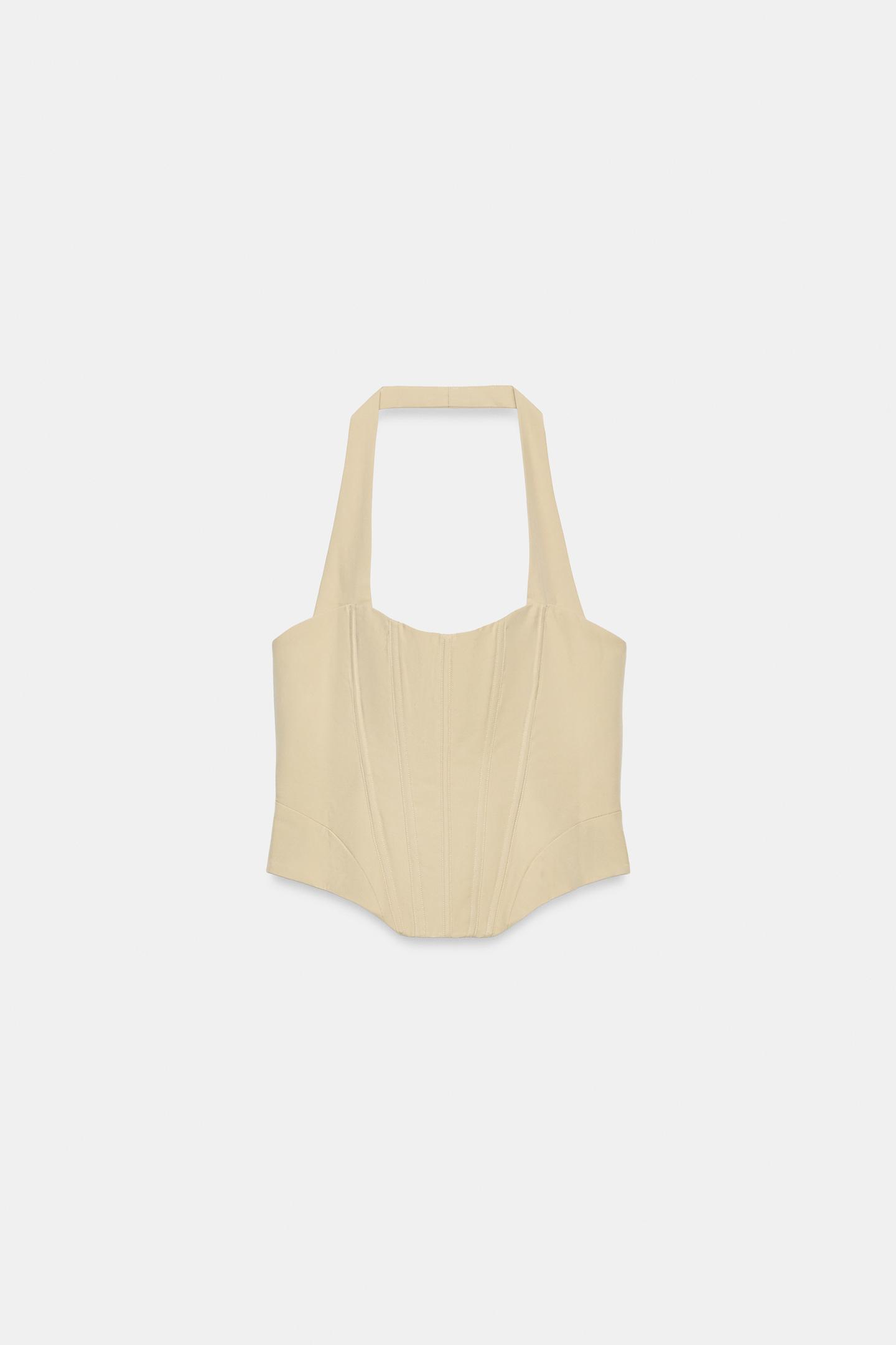 Корсет, завязка на шее — Zara, цвет: Бежевый — фото 5