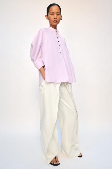 ZW COLLECTION PUFF SLEEVE SHIRT - Mauve by Zara