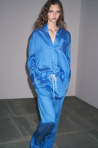 ZW COLLECTION STRIPED PYJAMA TROUSERS - Blue/White by Zara - Image 2