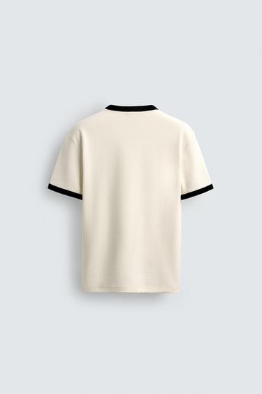 BASIC RIBBED CONTRAST T-SHIRT - Oyster-white by Zara - Image 7
