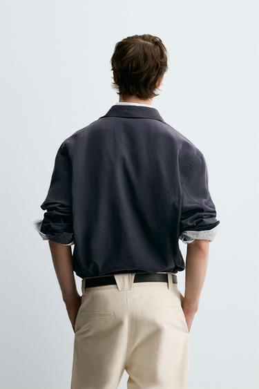 RELAXED FIT FLOWING SHIRT - Dark navy by Zara - Image 2