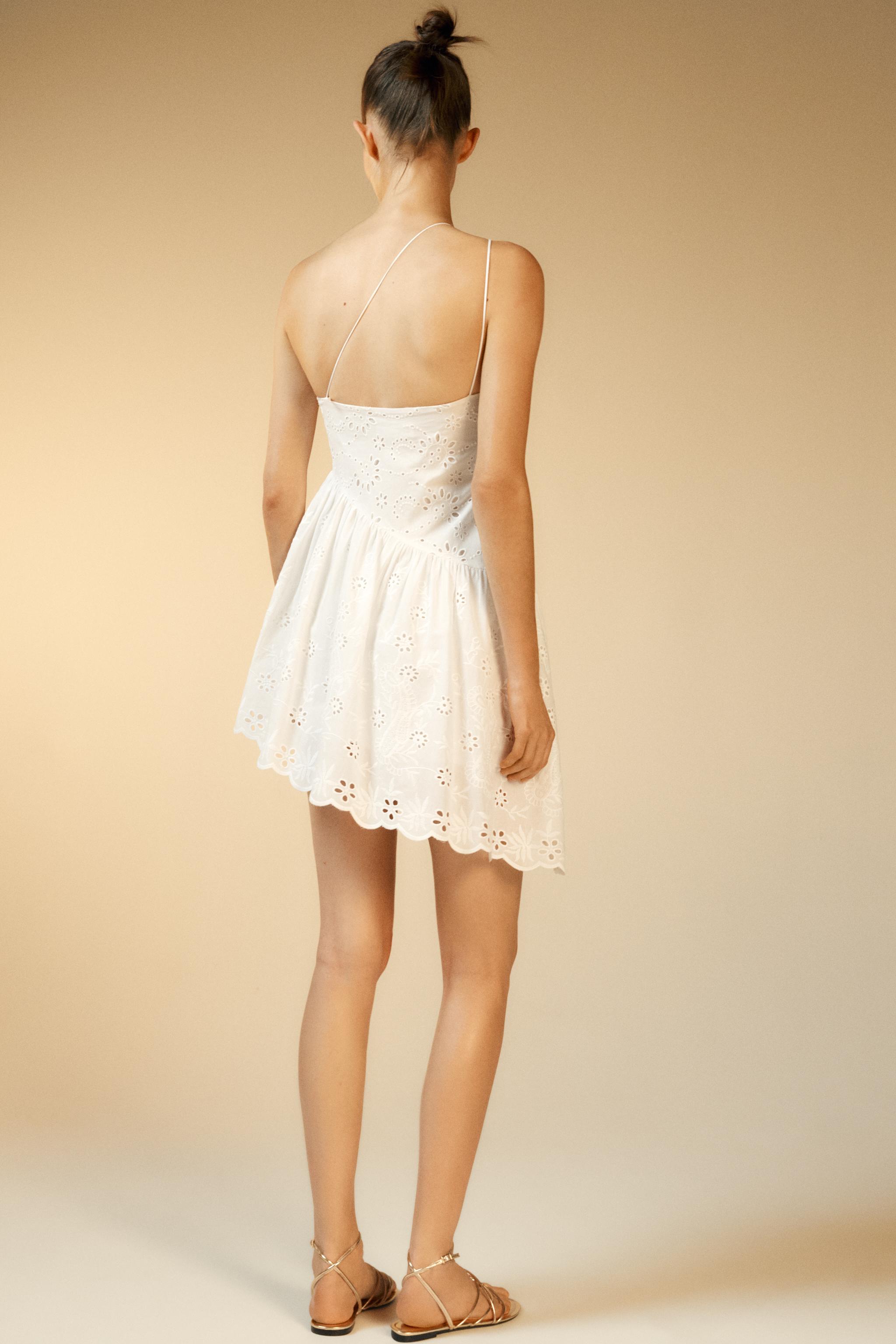 ASYMMETRIC DRESS WITH CUTWORK EMBROIDERY - White | ZARA Australia ASYMMETRIC DRESS WITH CUTWORK EMBROIDERY - White | ZARA Australia