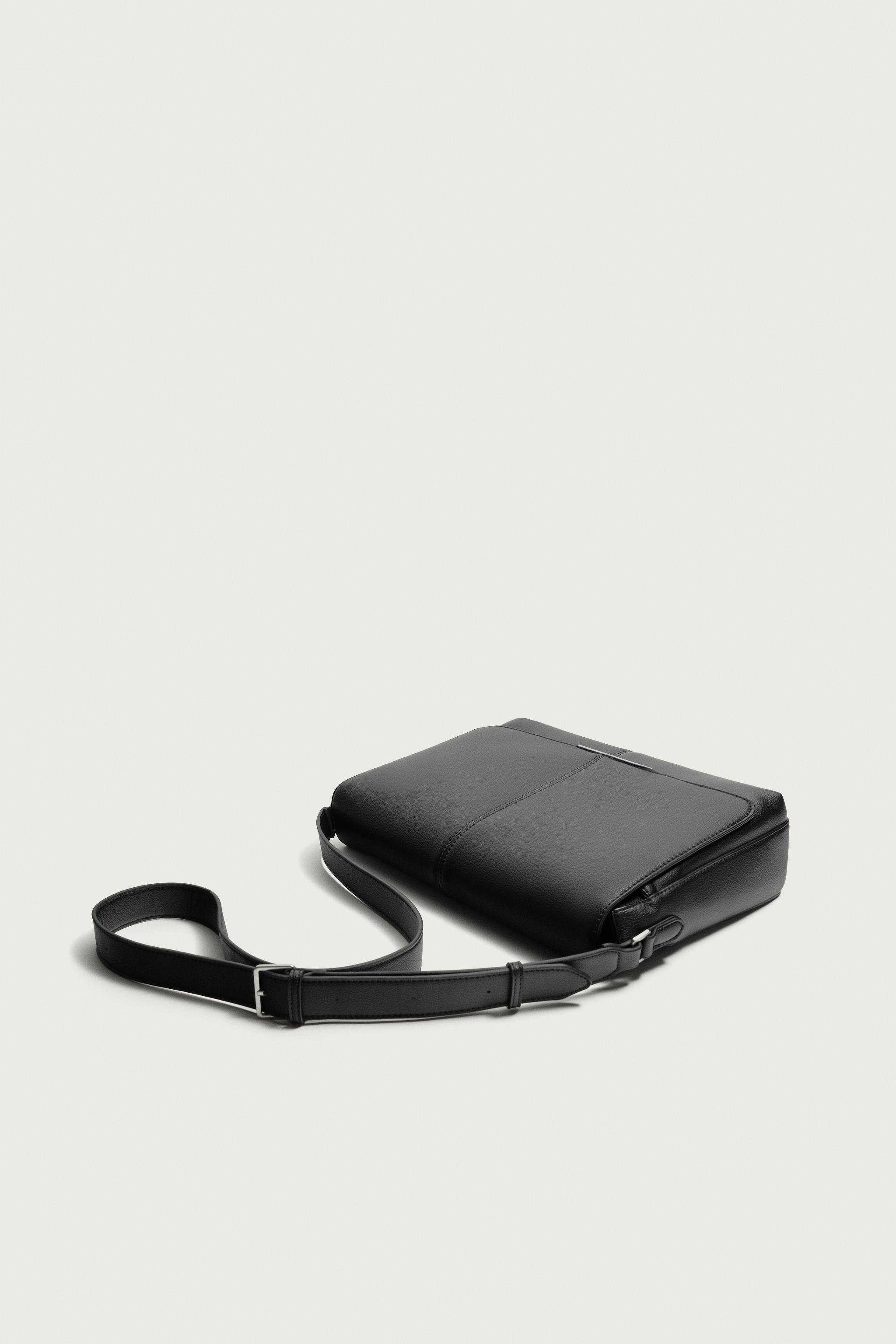FLAP CROSSBODY BAG — Black