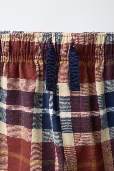 6-14 AÑOS/ PIJAMA CUADROS CALENTITO - Marrón-Azul de Zara