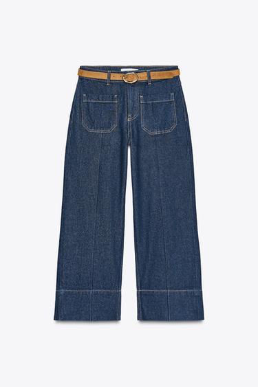 JEANS Z1975 WIDE LEG CROPPED MIT HOHEM BUND UND GÜRTEL - Blau von Zara - Bild 0