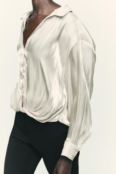 TWISTED SATIN BLOUSE - ECRU by Zara