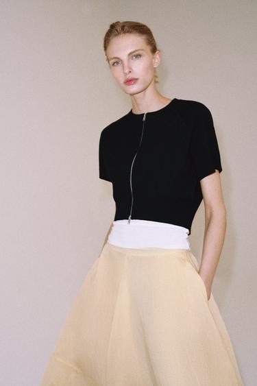 SHORT KNIT JACKET WITH ZIP - Black by Zara