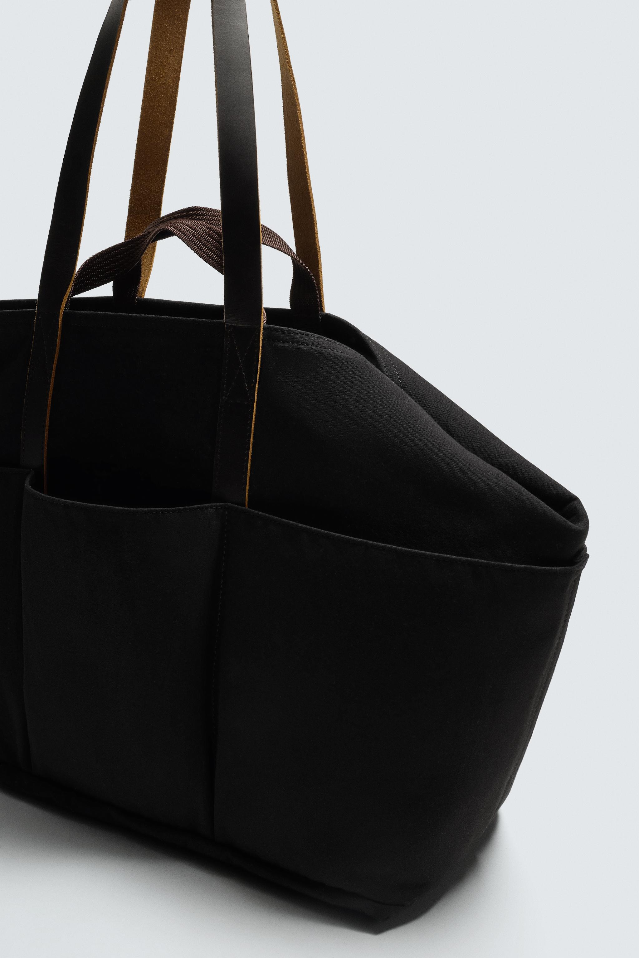 TOTE BAG WITH LEATHER DETAILS AARON LEVINE X ZARA - Khaki Green