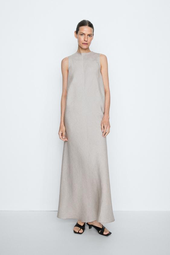 grey zara dress Zara Silver/Grey Metallic Long Dress by Zara