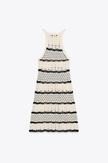ROBE MINI HALTER EN MAILLE CROCHET - Écru de Zara - Image 4