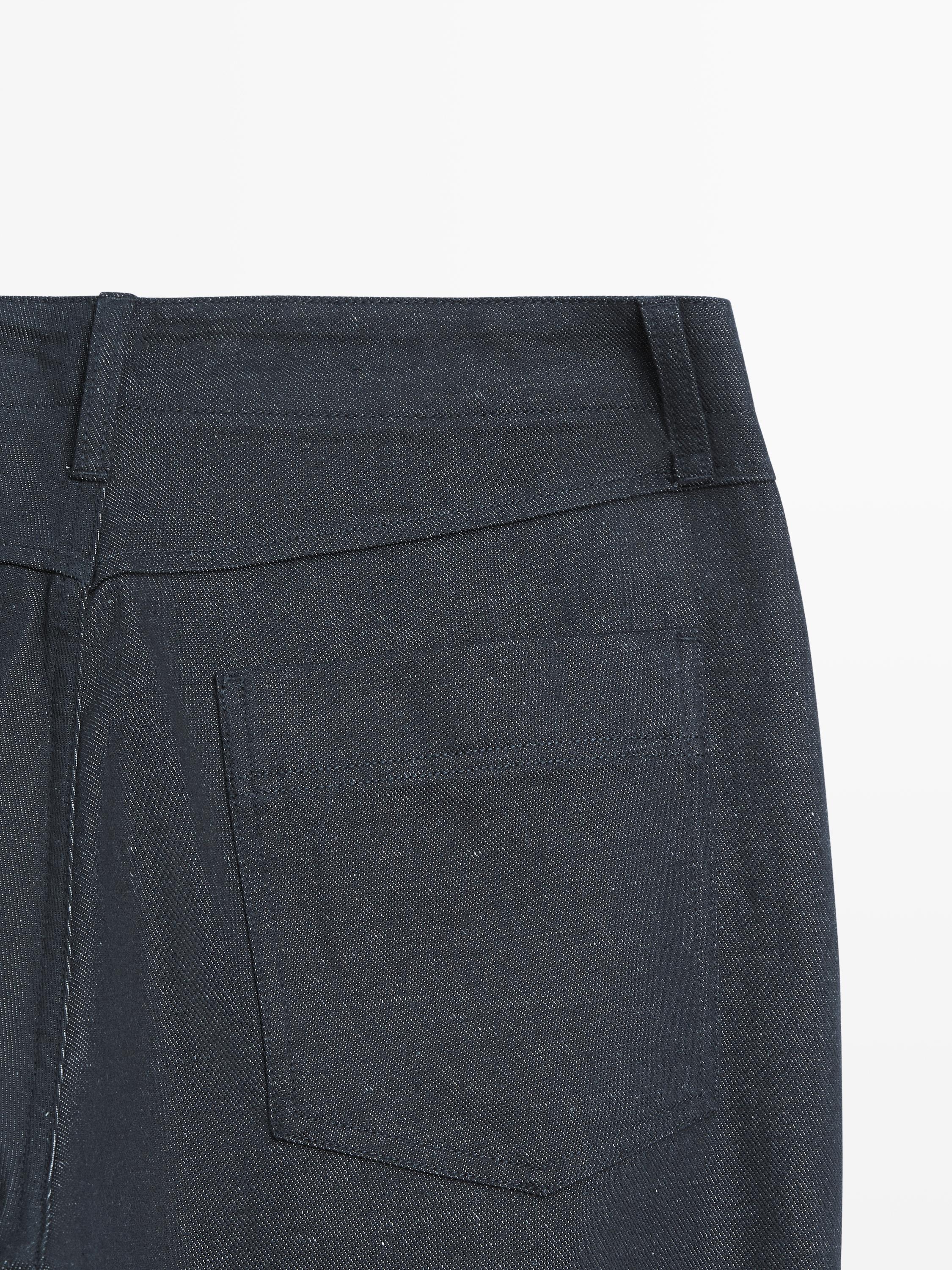 Pantalon cinq poches coton lin