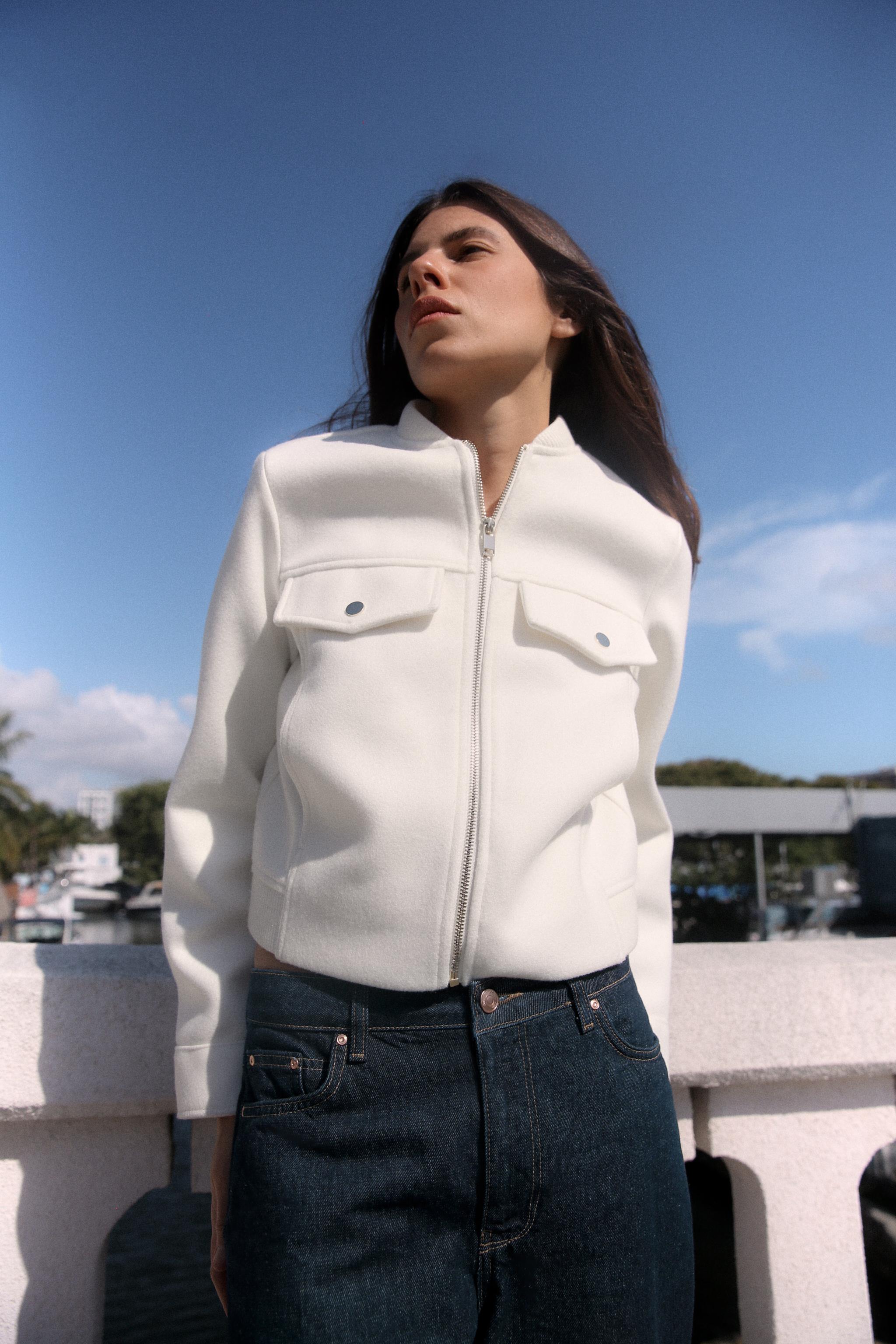 【ZARA set upアイボリー ショートデニム地ジャケット | フリマアプリ ラクマ