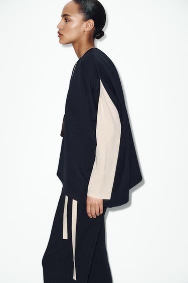 CAPE ASYMÉTRIQUE INTERLOCK - Bleu marine de Zara - Image 2