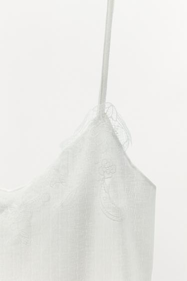 LACE POINTELLE STRAPPY TOP - White by Zara - Image 4