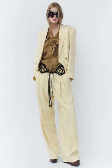 Zara ZW COLLECTION RUFFLED SHIRT - Mustard - Image 0
