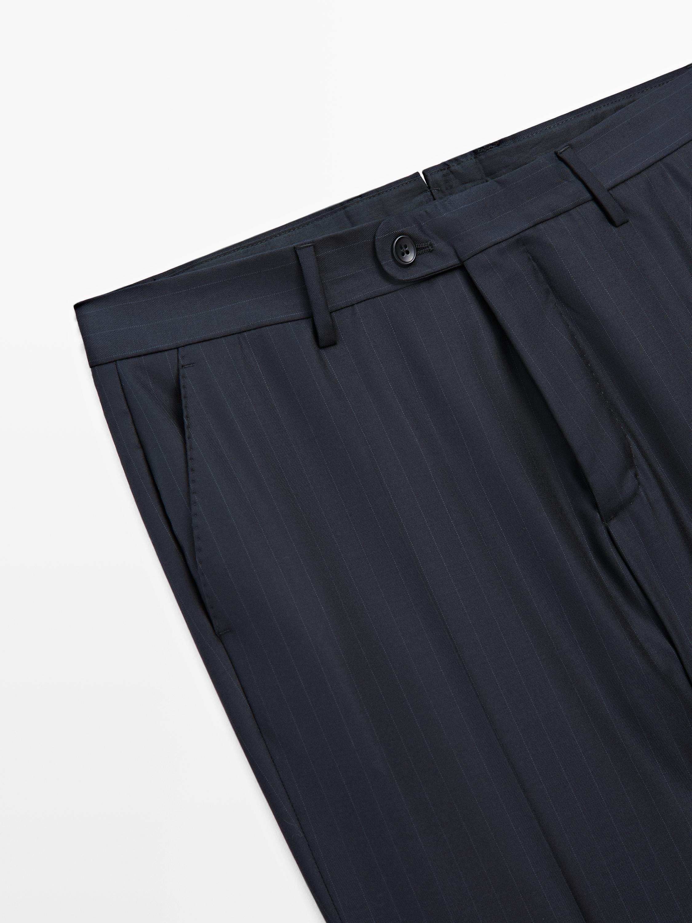 Striped cool wool suit trousers