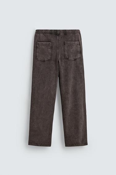 FADED WIDE-LEG JOGGER TROUSERS - Brown by Zara - Image 7