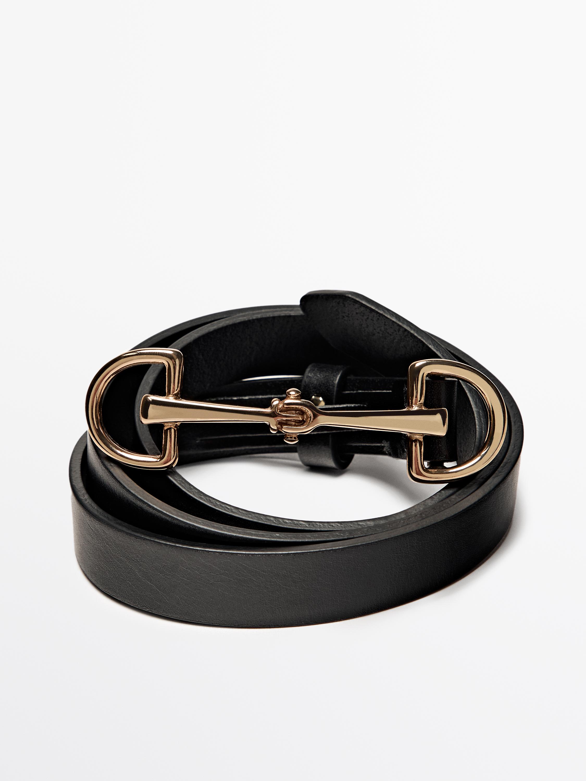 Ceinture avec boucle équestre en cuir nappa
