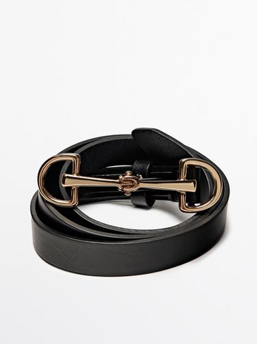 Zara Nappa leather belt with equestrian buckle - Black