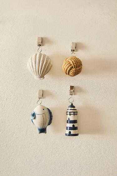 PACK OF SEA TABLECLOTH PEGS (PACK OF 4) - Blue/White by Zara