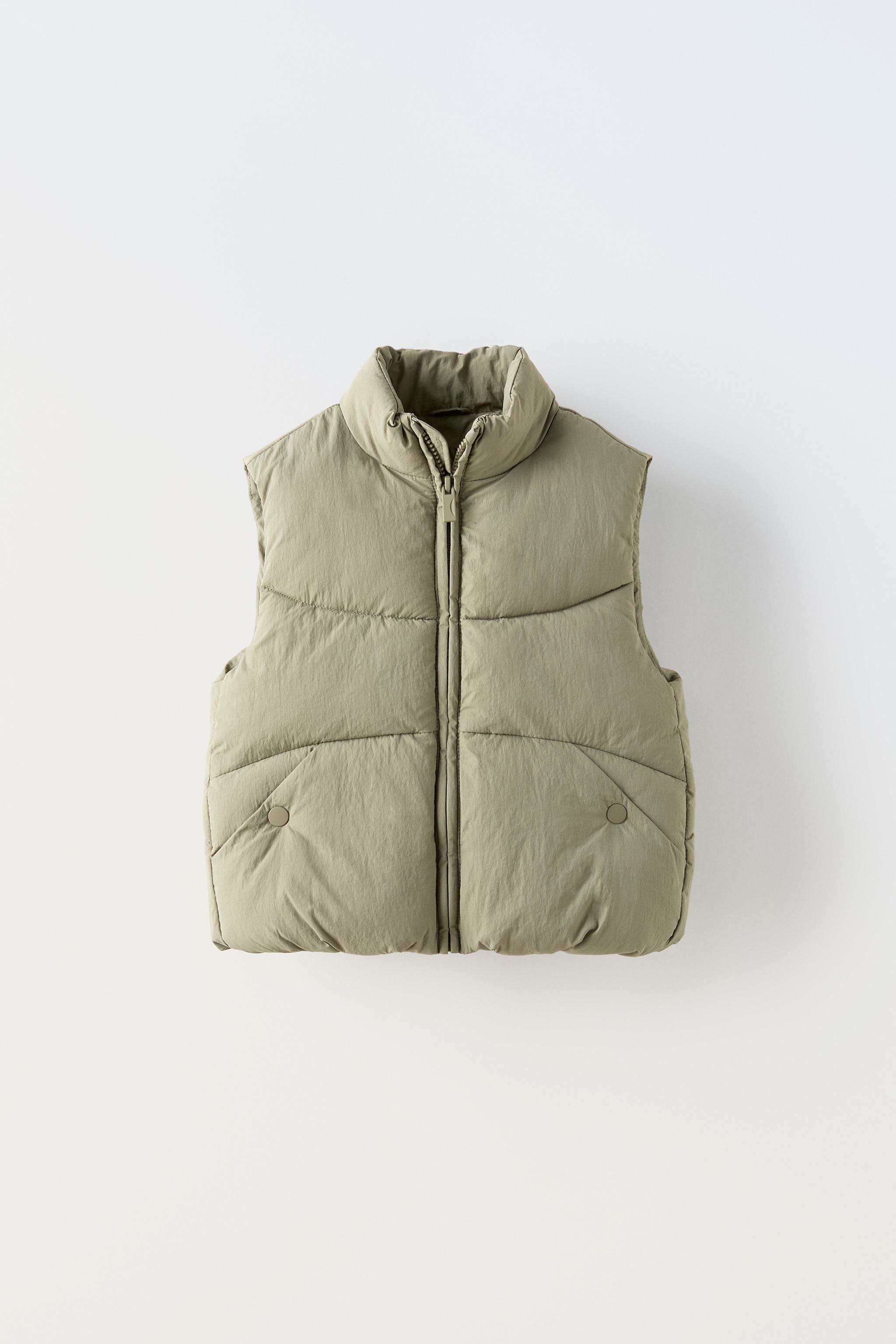 WATER REPELLENT PUFFER VEST Khaki ZARA Canada