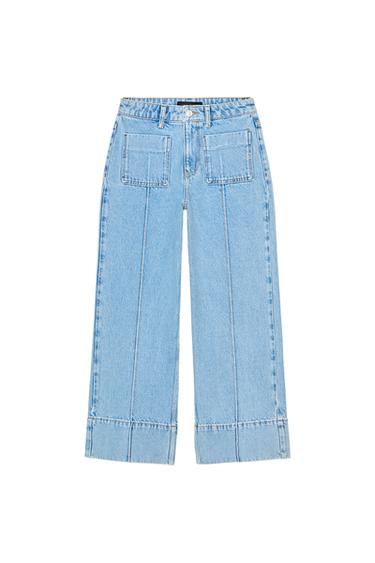 Z1975 WIDE-LEG CROPPED HIGH-WAIST JEANS - Light blue by Zara