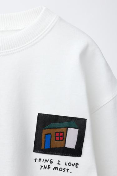 T-SHIRT À PIÈCE MAISONNETTE - Blanc cassé de Zara - Image 2