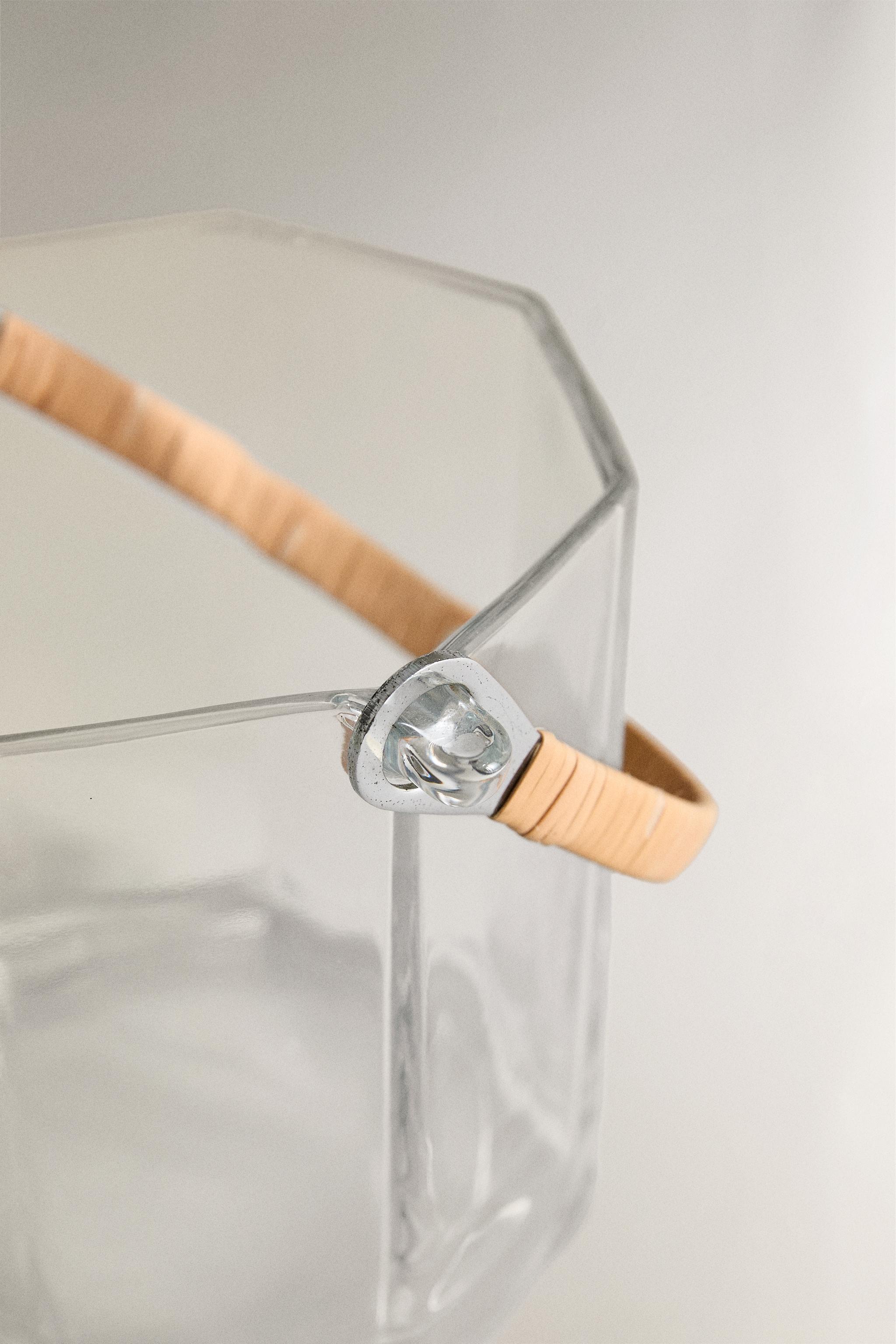 GLASS ICE BUCKET AND TONGS SET