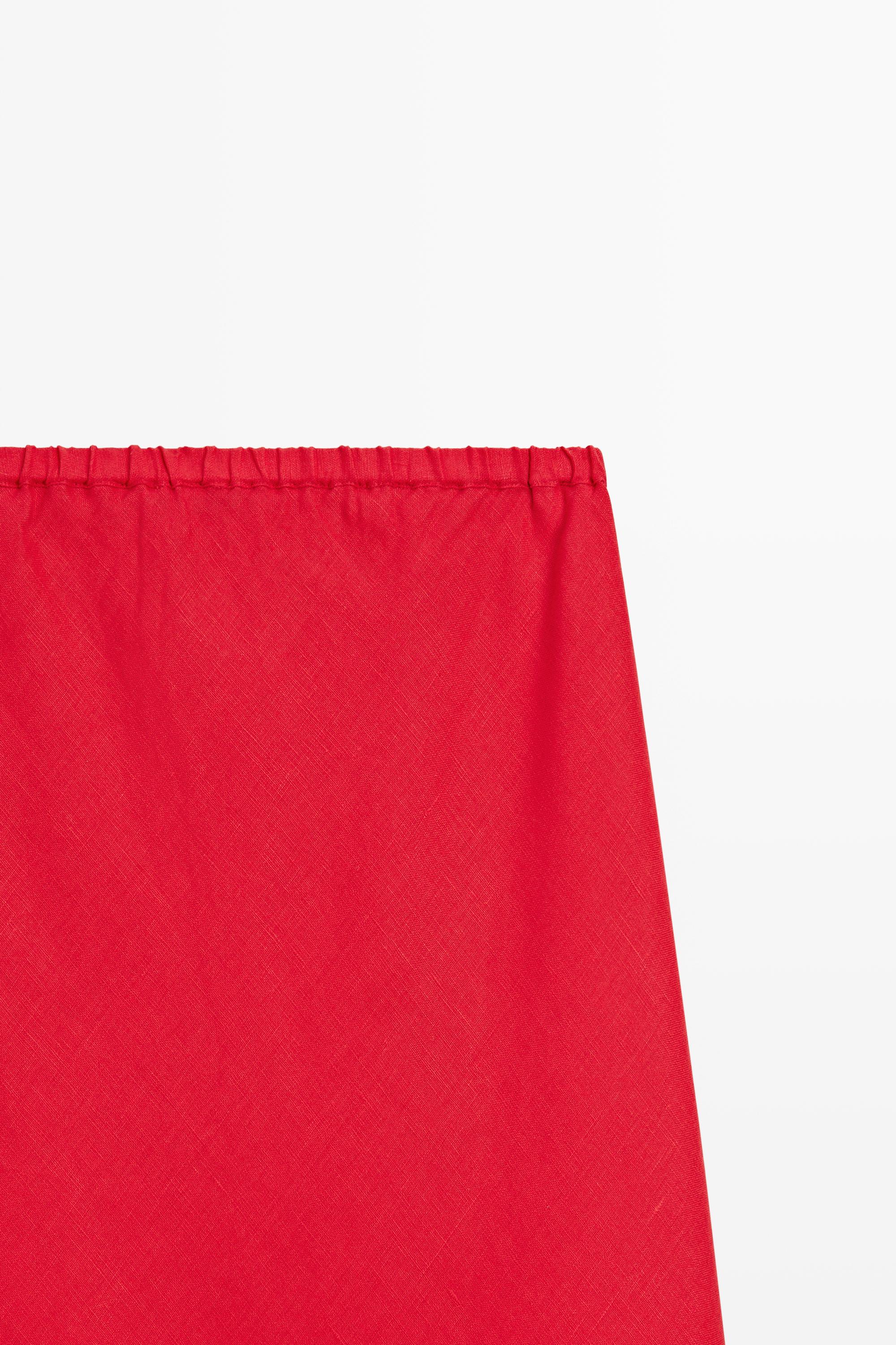 100% linen elasticated midi skirt