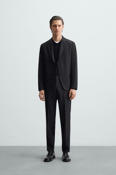 PANTALÓN TRAJE RAYA DIPLOMÁTICA - Marino de Zara - Imagen 0