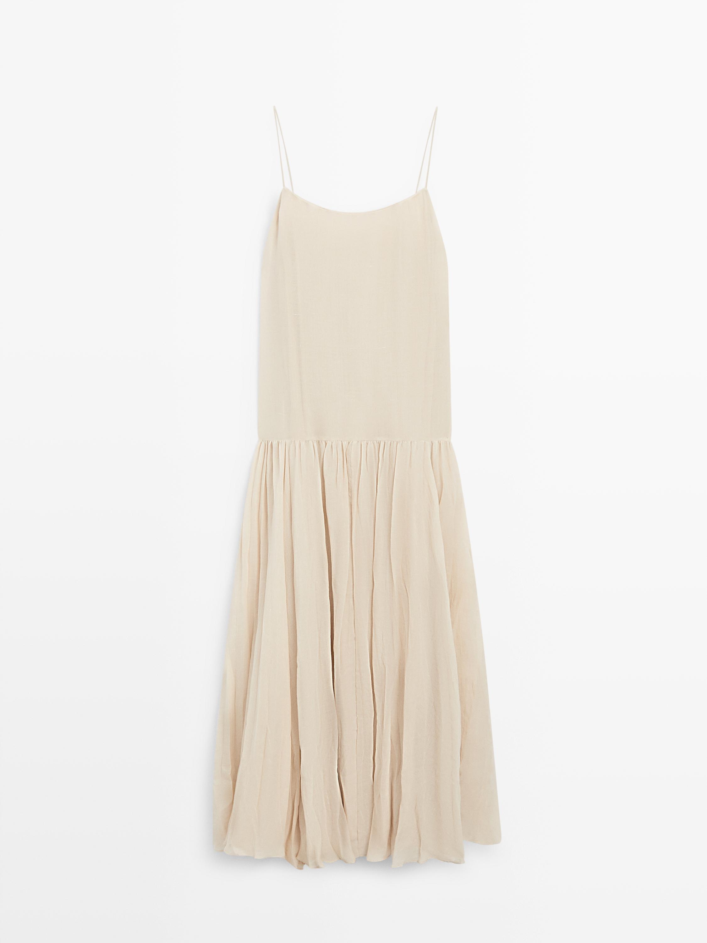 Robe midi fluide avec détail plissé