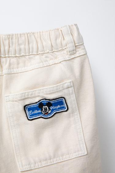 MICKEY MOUSE © DISNEY PATCHES TWILL BAGGY TROUSERS - Ecru by Zara - Image 3
